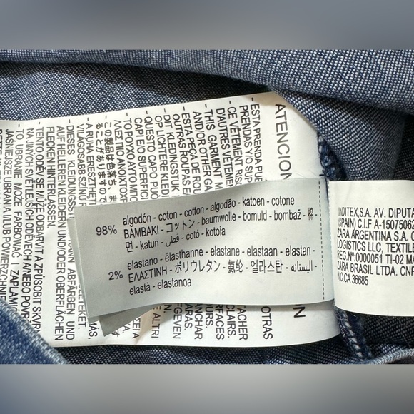 New Zara Denim cotton blend polo top chambray Collared - Picture 4 of 4